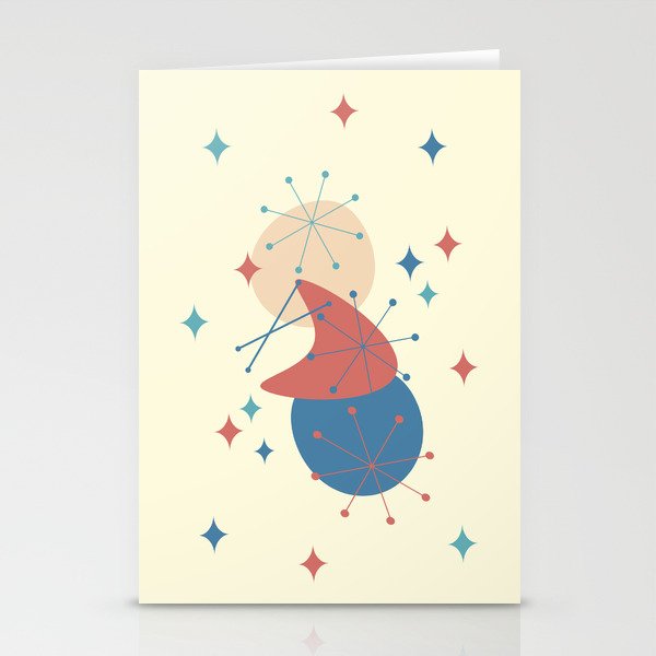 Mid Century, Atomic Age Abstract Shapes, Boomerang and Starburst Stationery Cards