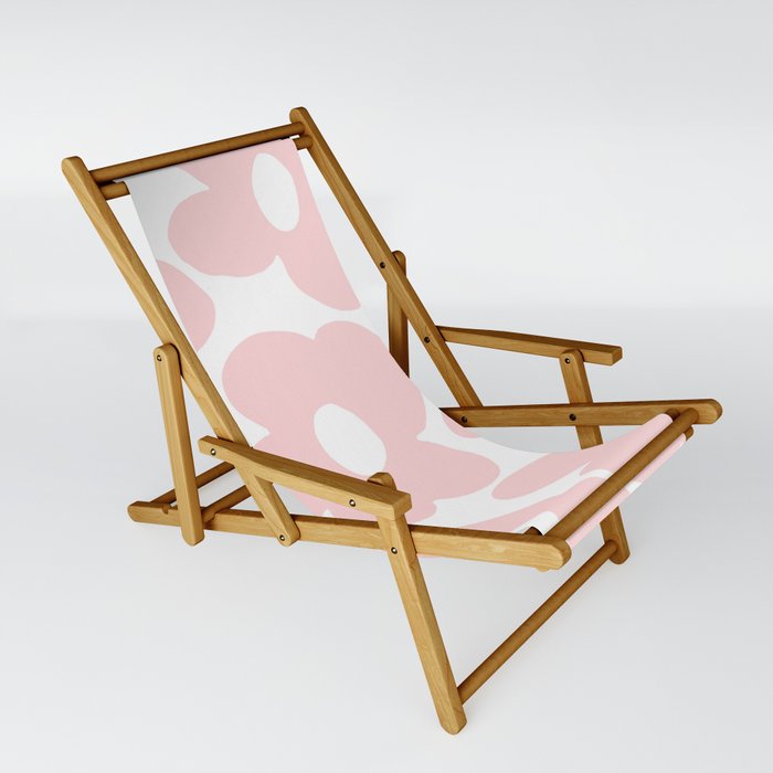 Large Baby Pink Retro Flowers on White Background decor society6 buyart Sling Chair by Pivi Vikstrm Society6
