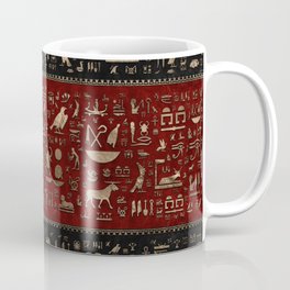 Ancient Egyptian hieroglyphs - Black and Red Leather and gold Mug
