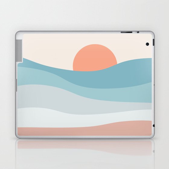 Pink sandy beach at sunset Laptop & iPad Skin