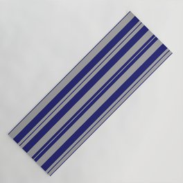 [ Thumbnail: Dark Gray & Midnight Blue Colored Pattern of Stripes Yoga Mat ]