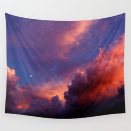 Moon in Sunset Clouds Wall Tapestry