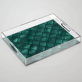 Teal and Gold Leopard Print Pattern 14 Acrylic Tray