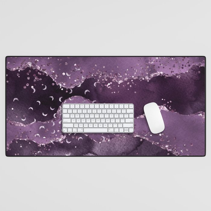 Purple Starry Agate Texture 01 Desk Mat