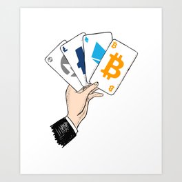 Crypto Poker Hand Coloured Art Print | Crypto Art, Bitcoin Tshirt, Cryptocurrency, Btc, Bitcoin, Satoshi Nakamoto, Bitcoin Crypto, T Shirt, Crypto Poker, Bitcoin Holder 