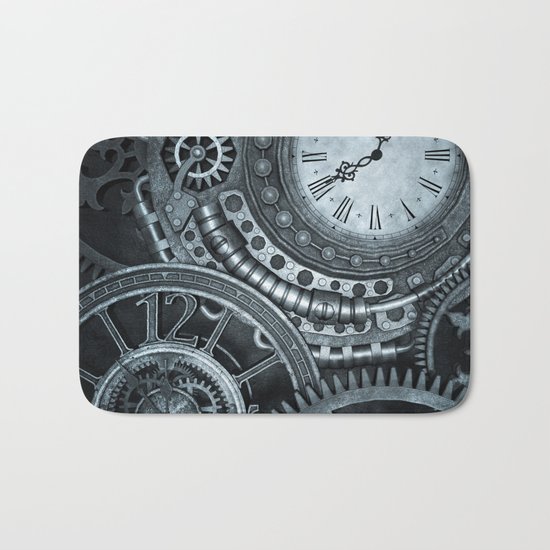 Silver Steampunk Clockwork Bath Mat