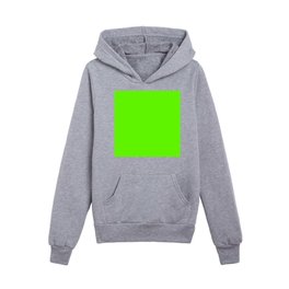 Bright Green Solid Color Popular Hues Patternless Shades of Lime Collection Hex #66ff00 Kids Pullover Hoodies