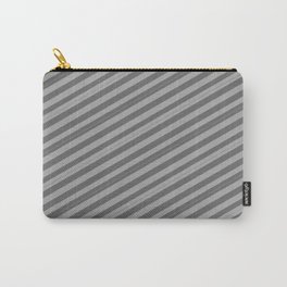 [ Thumbnail: Dark Grey and Dim Gray Colored Lined Pattern Carry-All Pouch ]