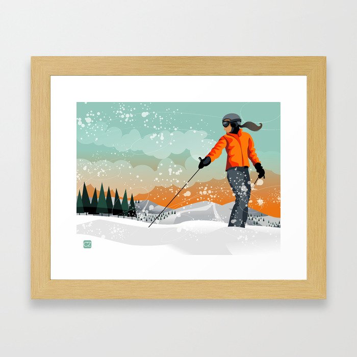 Skier Looking Framed Art Print
