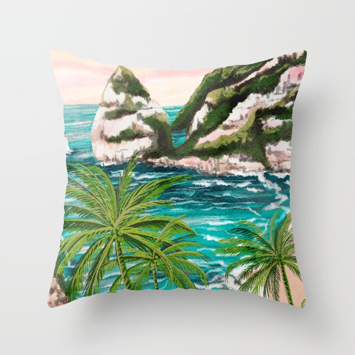 Blush Beach Sunset Throw Pillow