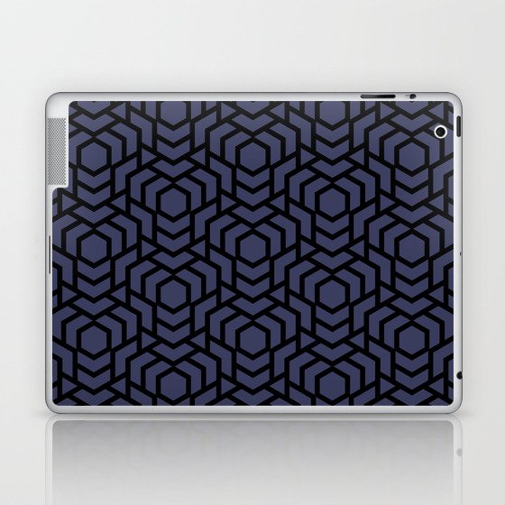 Black and Navy Tessellation Line Pattern 38 Pairs DE 2022 Trending Color Singing the Blues DET576 Laptop & iPad Skin