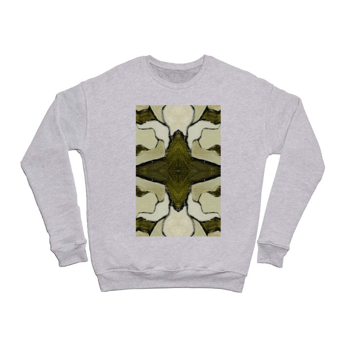 Modern Abstract Pattern Art Oil Painting On Canvas 2c29.3 Olive Green Pearl White Crewneck Sweatshirt