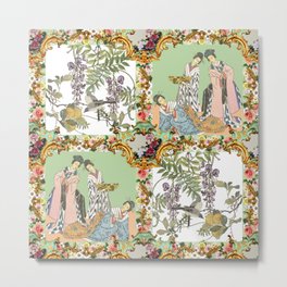 Imari Panel Metal Print | Famillerose, Floral, Geisha, Asia, Birds, Digital, Imari, Wisteria, Japan, Collage 