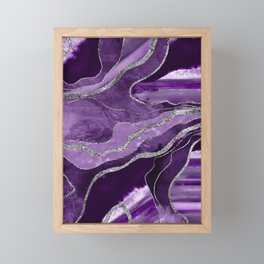 Purple Marble Agate Silver Glitter Glam #1 (Faux Glitter) #decor #art #society6 Framed Mini Art Print