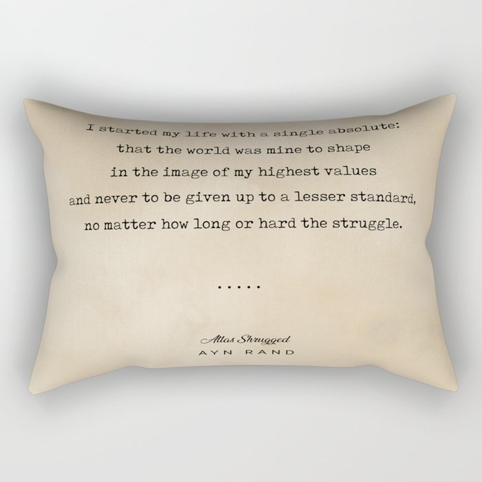 Ayn Rand Quote 01 - Typewriter Quote on Old Paper - Minimalist Literary Print Rectangular Pillow
