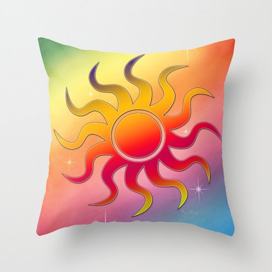 Rainbow Sun Throw Pillow