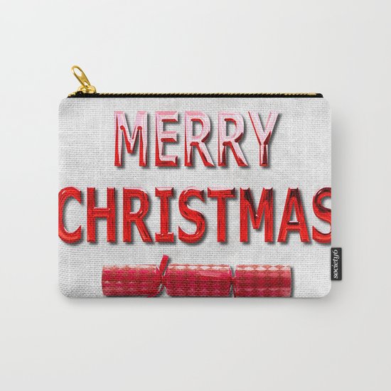 Merry Christmas With Red Cracker in Snow Carry-All Pouch