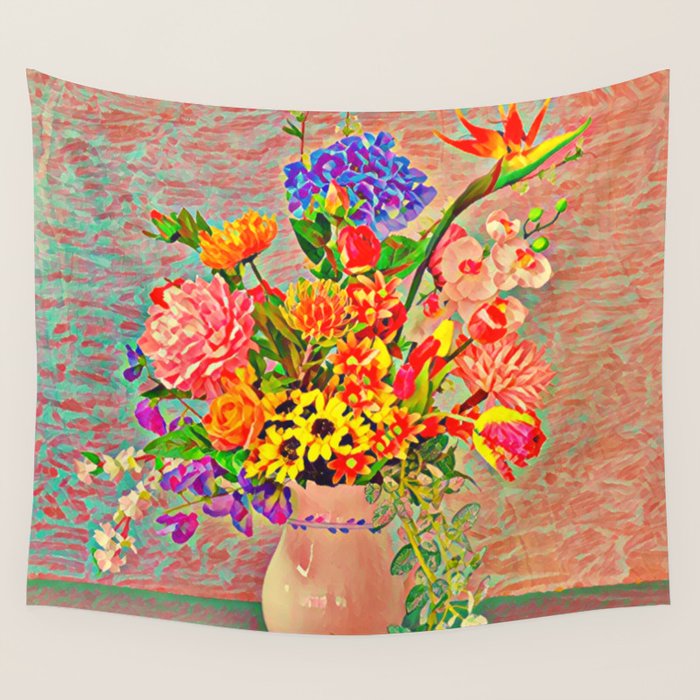 Flower Pot Artwork Wall Tapestry