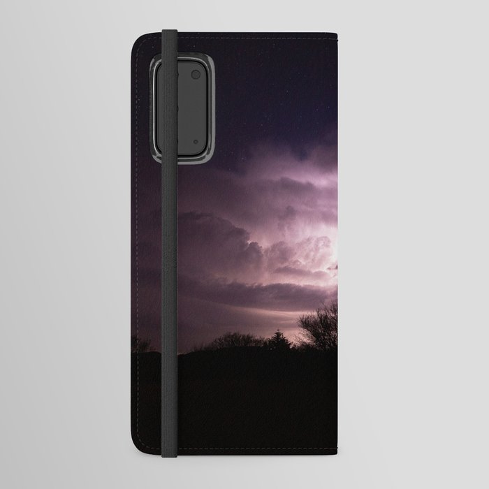 Inner Glow - Lightning Illuminates Storm Cloud as Stars Twinkle Above at Night in Oklahoma Android Wallet Case