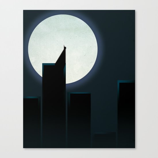 Smooth Heroes - A dark knight in front of the moon Canvas Print