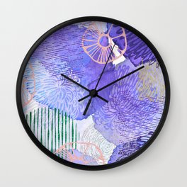 Purple abstract flowers Wall Clock