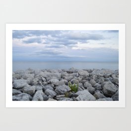 Rocks on Lake Michigan shore. Art Print