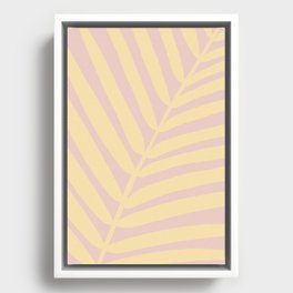 Pastel Yellow Tropical Palm Leaf Framed Canvas