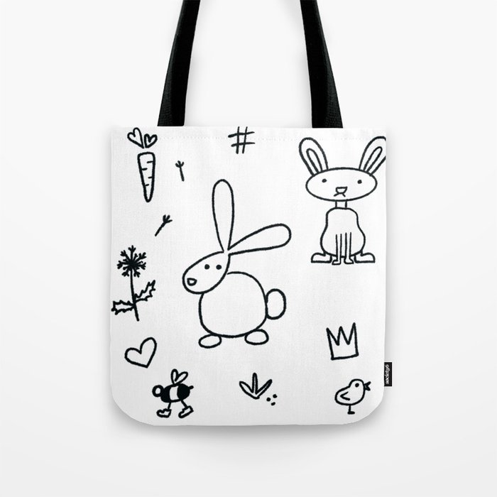 Springtime Bunny Doodles Tote Bag