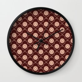 Ethnic Ogee Floral Pattern Red Wall Clock
