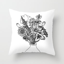 Wildflowers in a Vase Throw Pillow