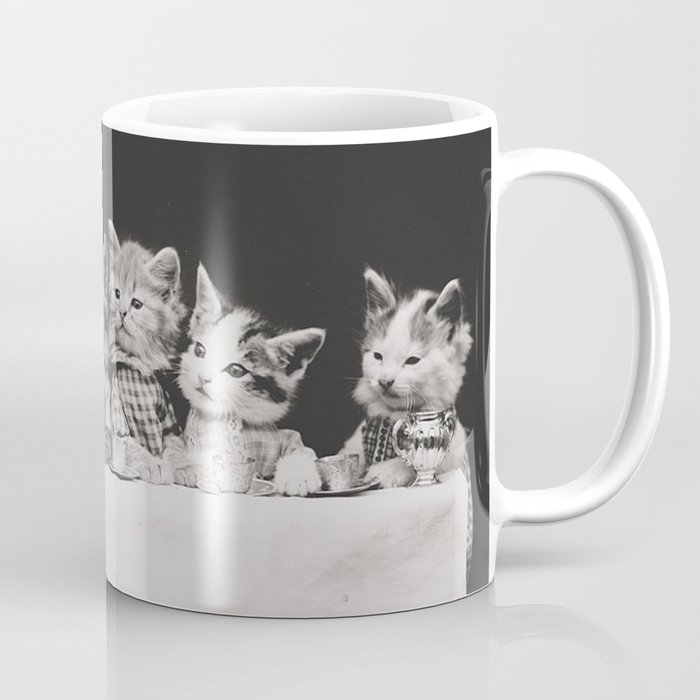 A Hungry Bunch of Kitty Cats Vintage Photo Coffee Mug