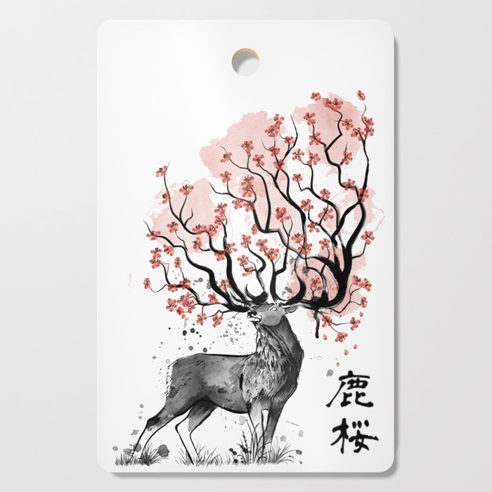 Sakura Deer Cutting Board