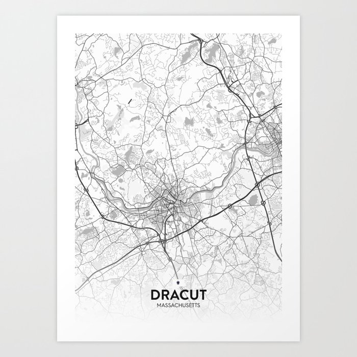 Dracut, Massachusetts, United States - Light City Map Art Print