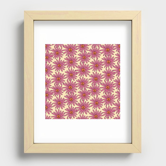 70s Retro Floral Pattern 01 Recessed Framed Print
