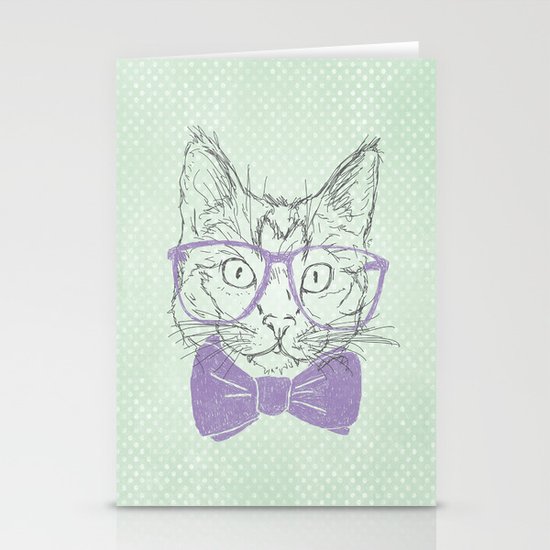 Hipster Kitten Stationery Cards