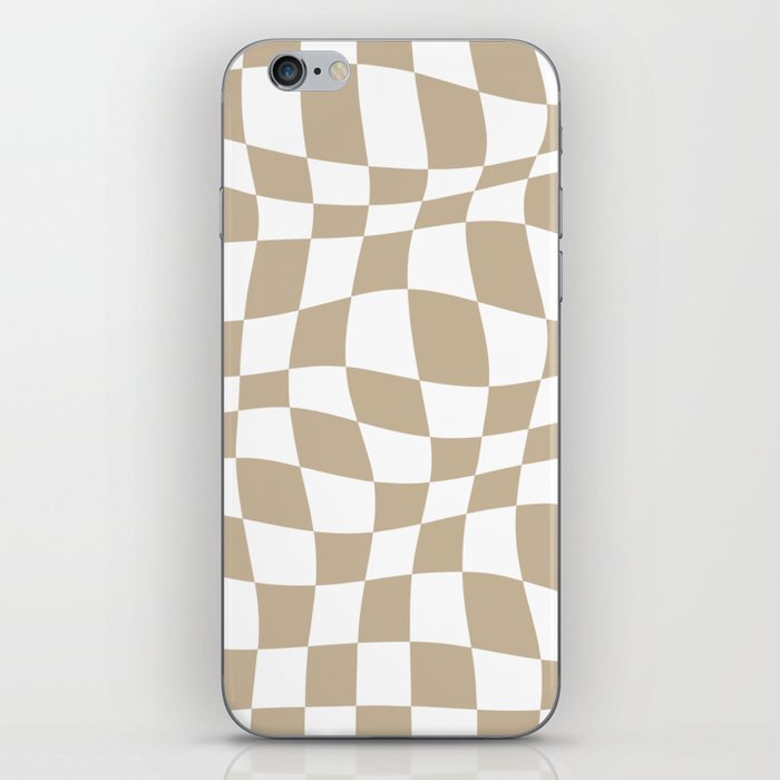 Warped Checkered Pattern (tan/white) iPhone Skin