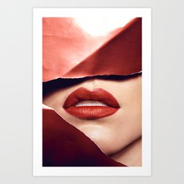 Red Lips Model Art Print