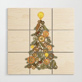 Steampunk Christmas Tree Wood Wall Art