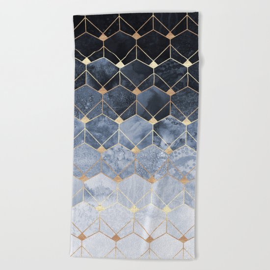 Blue Hexagons And Diamonds Beach Towel