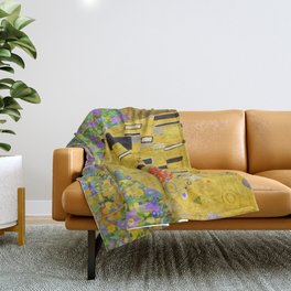 Gustav Klimt flowers pattern (the Kiss Detail Throw Blanket