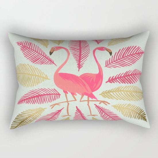 Flamingos – Pink & Gold Rectangular Pillow