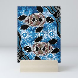 Authentic Aboriginal Art - Sea Turtles Mini Art Print