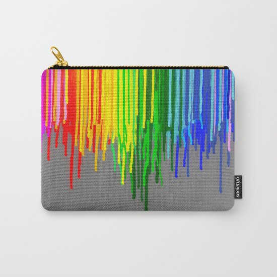 Rainbow Drips Gray Carry-All Pouch