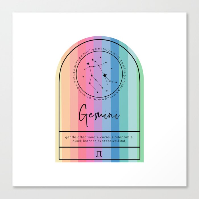 Gemini Zodiac | Rainbow Stripe Canvas Print