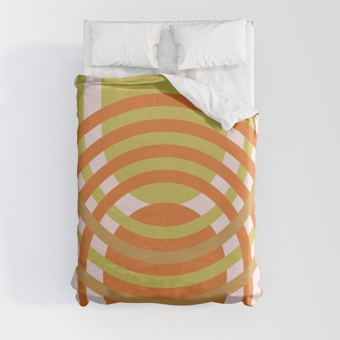 Arches Composition in Russet Orange and Light Olive Green  Duvet Cover
