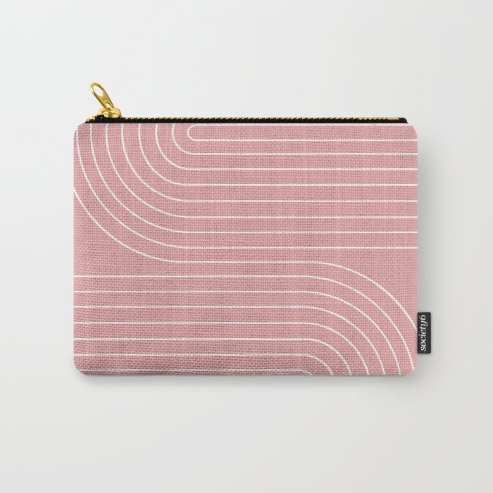 Minimal Line Curvature X Pink Mid Century Modern Arch Abstract Carry-All Pouch