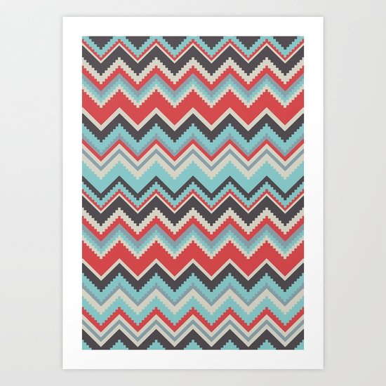 Aztec chevron pattern- grey Art Print