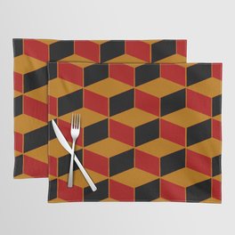 Cube wall - red & black & yellow Placemat