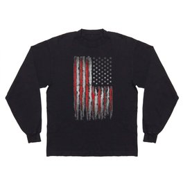 Red & white Grunge American flag Long Sleeve T-shirt