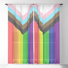 LGBTQ+ Pride Flag Inclusive (LGBTQ+ Pride, Gay Pride) Sheer Curtain